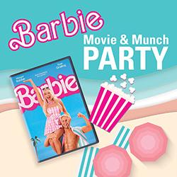 Sea foam green and pink sandy beach background with the Barbie dvd in front