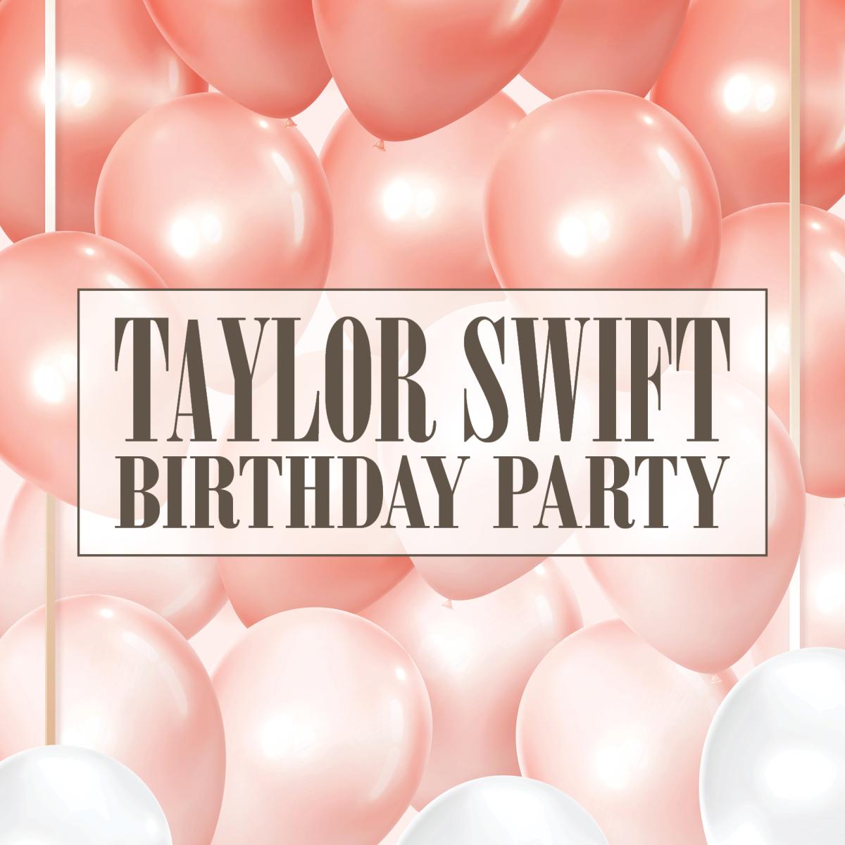 Taylor Swift Birthday Party pink and white balloons background