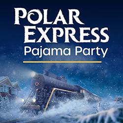 Illustration of the Polar Express engine in the dark and snow