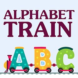 A colorful train made up of capital alphabet letters