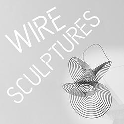 Abstract wire coiled shape on a gray background