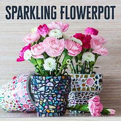 a set of mosaic flowerpots with flowers