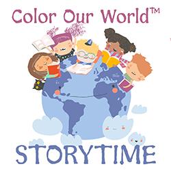 Illustration of children with storybooks on top of a blue globe