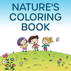 Illustration of little kids walking in a meadow with flowers and butterflies