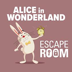 Stressed-out White Rabbit holding a ticking alarm clock at arms length