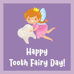 a cartoon tooth fairy holding a tooth