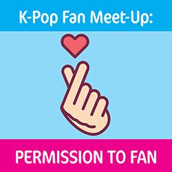 K-Pop heart and hand symbol over a blue background.