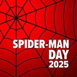 A black spider web over a dark red background.