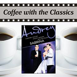 Sabrina movie cover over cups of coffee on a white background