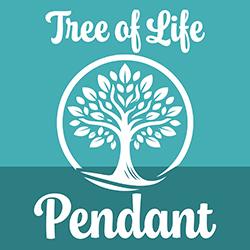 Illustration of a tree of life in a circle in white on a green background.