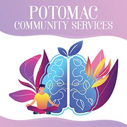 Illustration of a person meditating with a depiction of a calm brain behind.